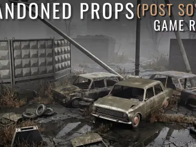 Abandoned Props Pack Post-Soviet Style Low-poly 3D model