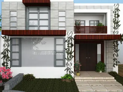 Duplex house 3d exterior view Free 3D model