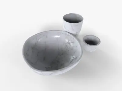 Bowl Marble Set Low-poly 3D model