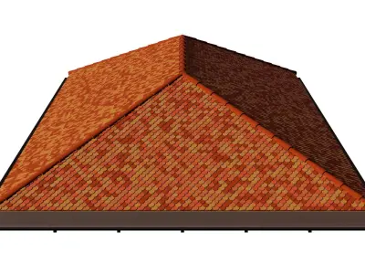 Hip roof  with clay tile 2302 3D model
