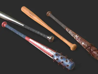 Baseball Bats Assets 01 Low-poly 3D model