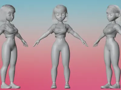 Jade Girl Cartoon Character 3D model