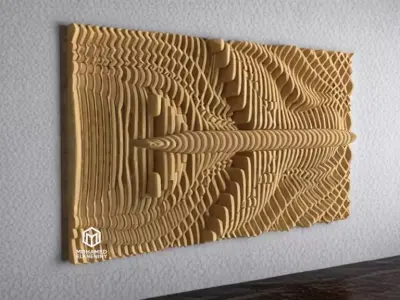 Parametric Wavy Wooden Wall Decor 21 - wood cutting machines 3D model