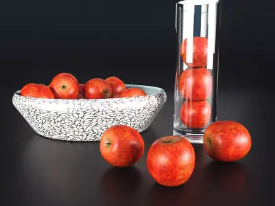 Apple fruits with plate 3D model