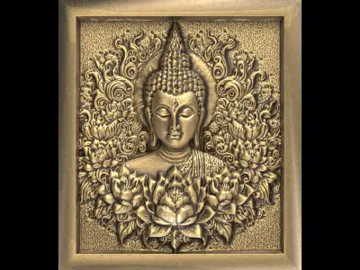 Buddha wall decor 2  3D print model