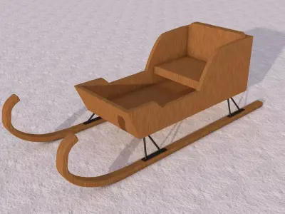 Wooden Sleigh 3D model