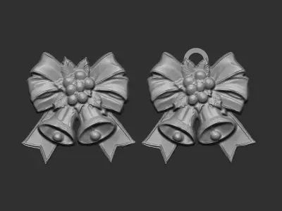 christmas ribbon bow decor 12 3D print model