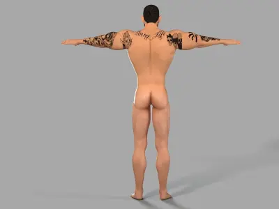 Muscular Gangster Character Low-poly 3D model