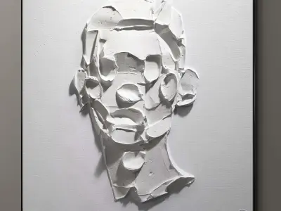 Plaster two square photo frames 09 Low-poly 3D model