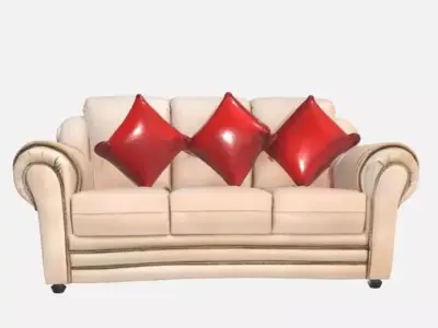 Beige and red leather furniture 3D model