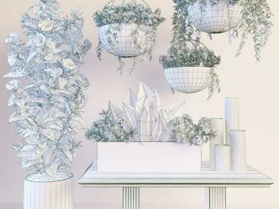 Hanging pot flowers 3D model