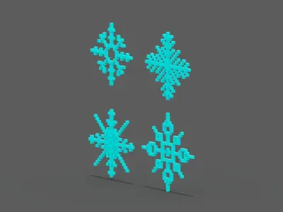 Pixel Snowflake Low-poly 3D model