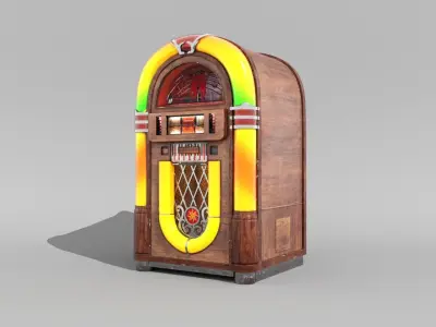 Wooden Jukebox Low-poly 3D model