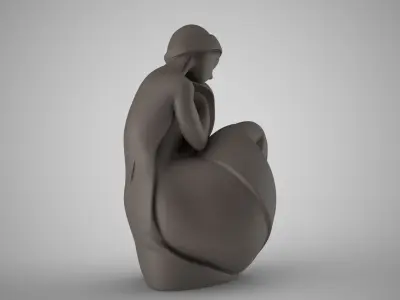 Abstract Thinking Woman 3D print model