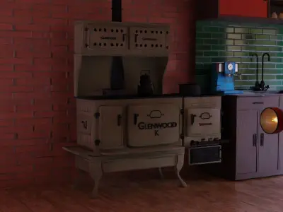 3d retro living room  3D model