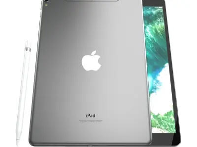 Apple iPad Pro 105 2017  Inch Cellular Space Grey And Pencil 3D model
