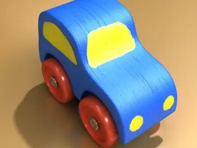 Wooden Toy Car 3D model