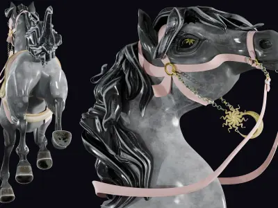 Carousel Horse Sculpture model grey 3D model