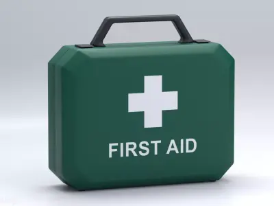 Medium Green First Aid Kit  Low-poly 3D model