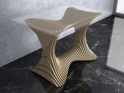 Parametric Wavy Wooden Furniture 18 -  CNC files for cutting 3D model