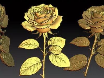 4 Rose CNC Relief Model 3D print model