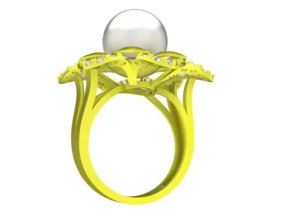 Luxury Pearl Floral Ring 3D Model for Fine Jewelry Design 1389 3D print model