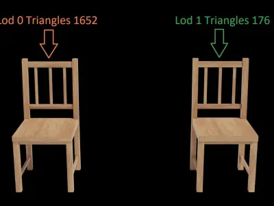 Chair low poly optimized Unreal Engine 4 Low-poly 3D model