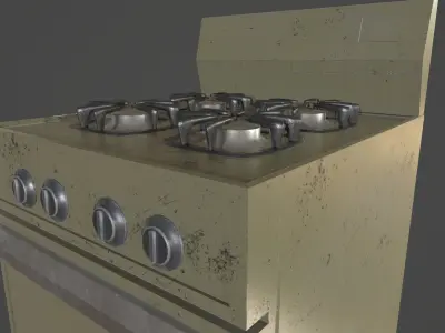 Stove Low Poly Game Ready vintage Low-poly 3D model