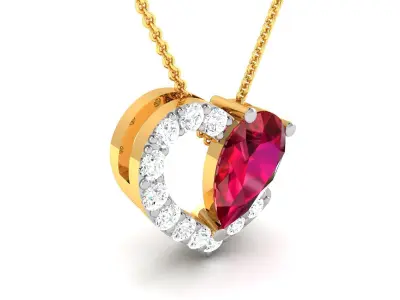 Women Heart Pear Diamond Pendant 3dm STL OBJ FBX Renders Details 3D print model