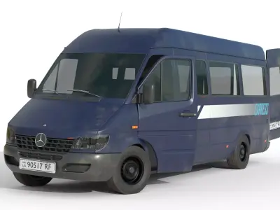 Lowpoly Mercedes Benz Sprinter Game Ready Delivery Van Vehicle Low-poly 3D model