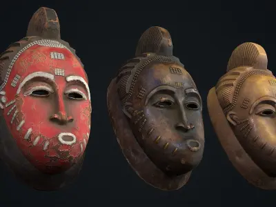 African mask 2 Low-poly 3D model