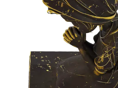 Praying Girl Bronze Statue 3D model