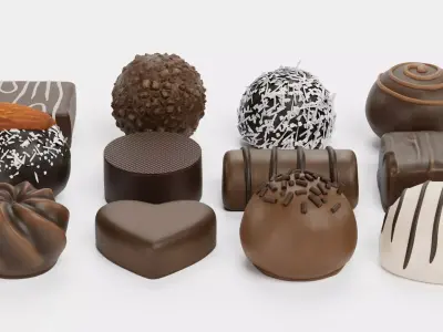 Chocolate Pralines Selection - Assorted Luxury Candy Collection 3D model