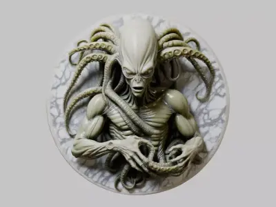 Alien Sculpture Feature Fbx 3D Model Low-poly 3D model