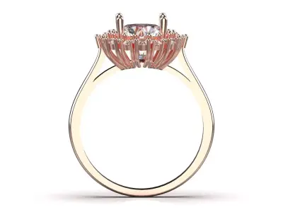 Bridal rose Gold Diamond stl 3dm Ring jr00201 3D print model