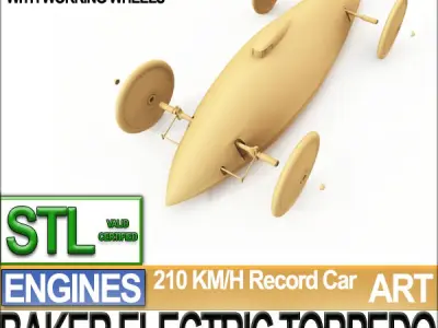 Record Car Baker Electric Torpedo 1902 STL Printable 3D print model