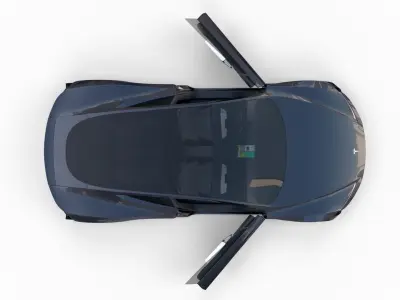 Tesla Roadster 2020 Midnight Silver with interior and chassis 3D model