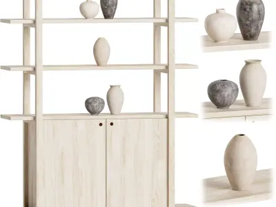 Haldeman Pine Wood Open Shelf  1 3D model