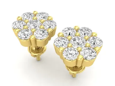 AV 554 Diamond cluster 10 mm earrings 3D print model