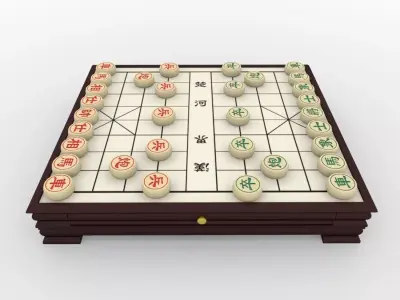 Chiness Chess - Xiangqi with table 3D model