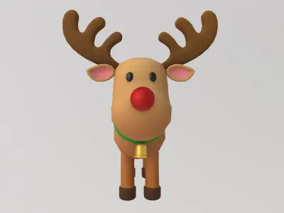 Stylized Low-Poly Christmas Rudolph the Reindeer Low-poly 3D model