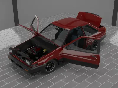 1980s Classic Car Fully Featured Low-poly 3D model