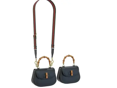 Gucci Bamboo 1947 Jumbo GG Small Bag Black Low-poly 3D model