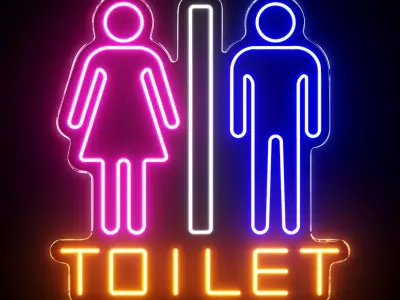 Toilet Neon Sign 3D model