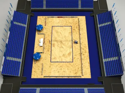 Volleyball beach court stadium high detail 3D model