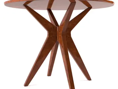 dining table and chair Glossy Wood Free 3D model