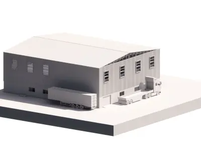 Warehouse G plus M steel structure in Revit 3D model
