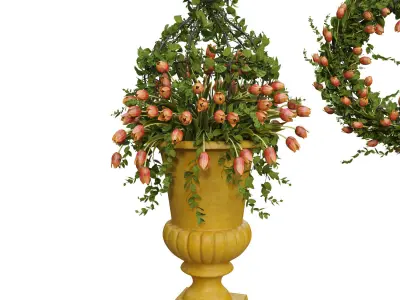 Vase with tulips and a wreath of tulips 04 3D model