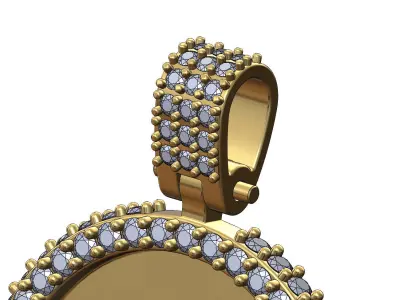 Iced diamond 25mm memory picture pendant 3D print model