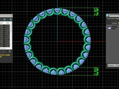 U Shaped Eternity Ring 2 point 4 mm stone size swiss 14 and EU54 3D print model